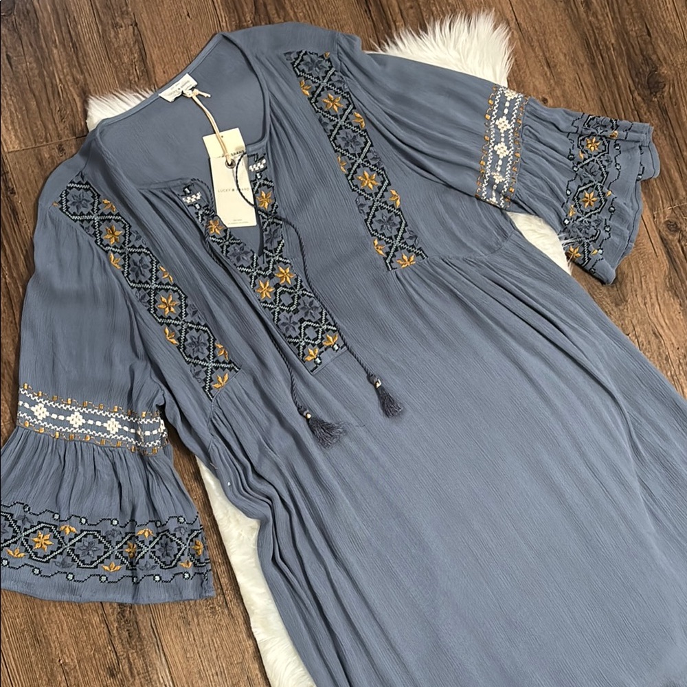 Lucky Brand NWT Bohemian Embroidered Midi Dress